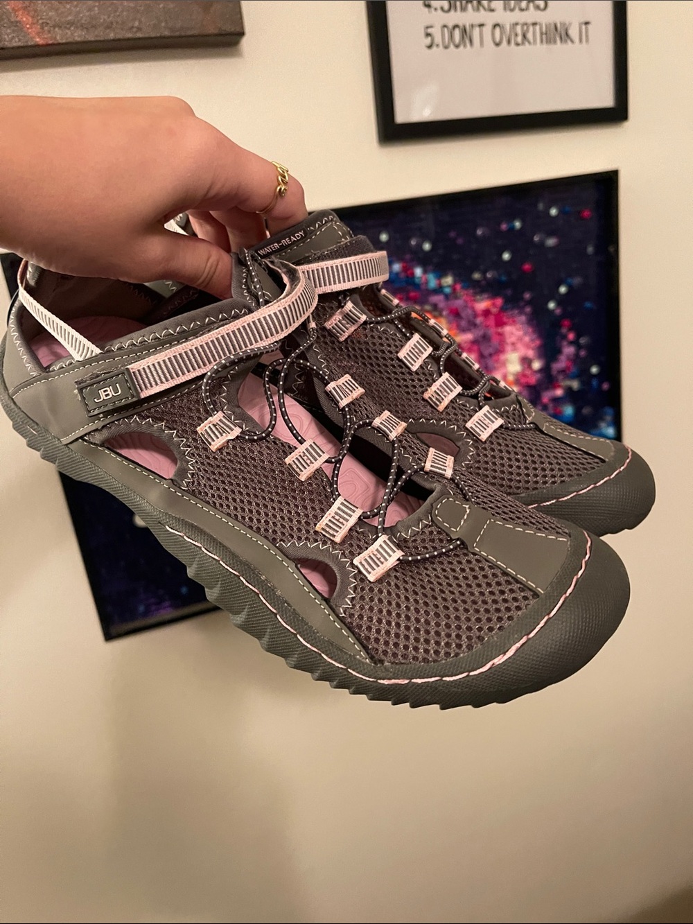 JBU Women's Gray and Pink Outdoor Sport Sandals